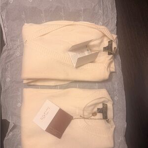 Loro Piana Cream V-Neck Sweater Duo